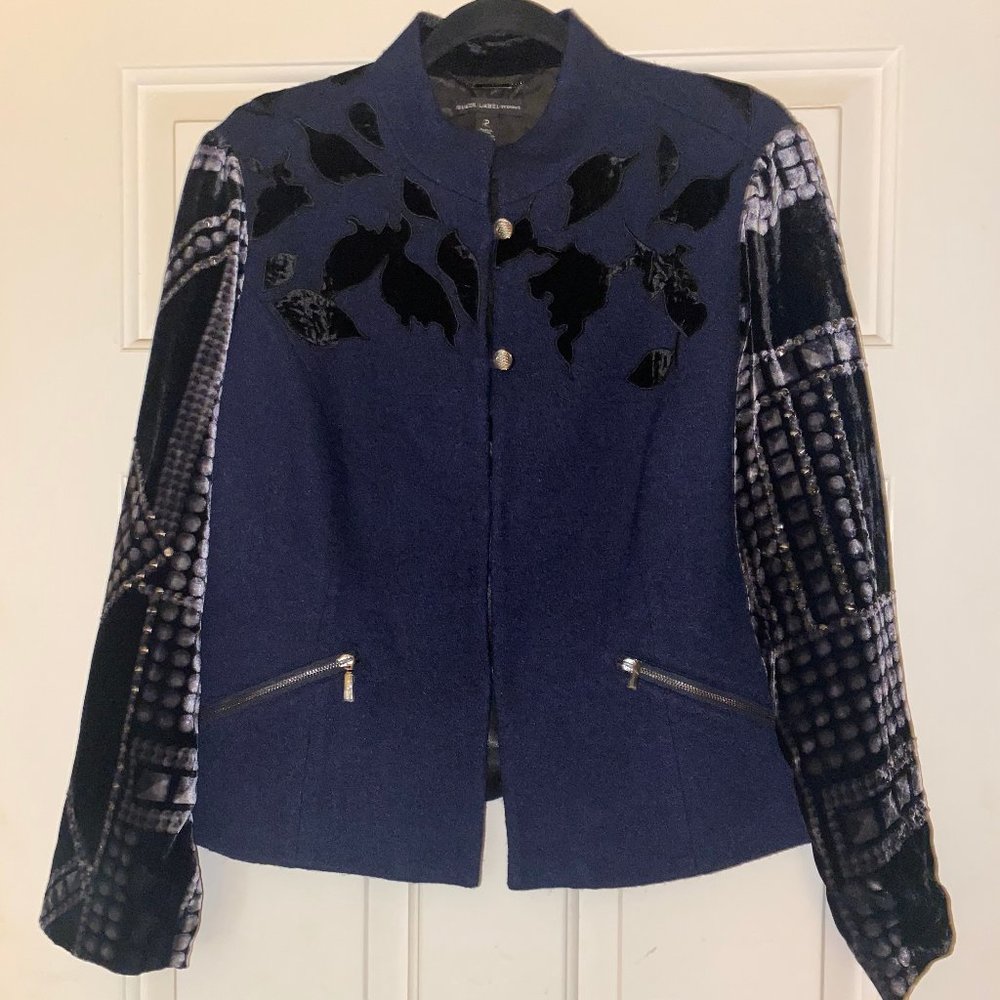 Black Label by Chico's Brocade Velvet Studded Blaz